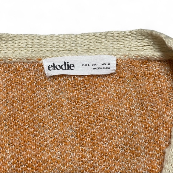 Elodie Womens Orange Cream Cropped‎ Cardigan Knit cottagecore  Sweater Large - Picture 6 of 7
